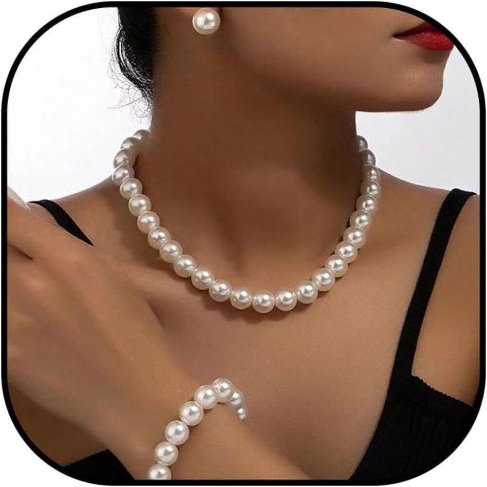 Classic Pearl Necklace and Elegant Earrings for Bridesmaids – Chic Wedding Set